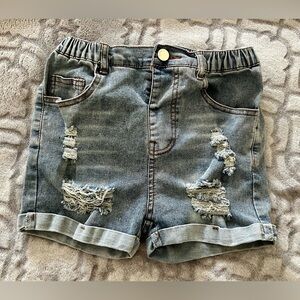 SHEIN Kids Distressed Denim Shorts Size 9Y